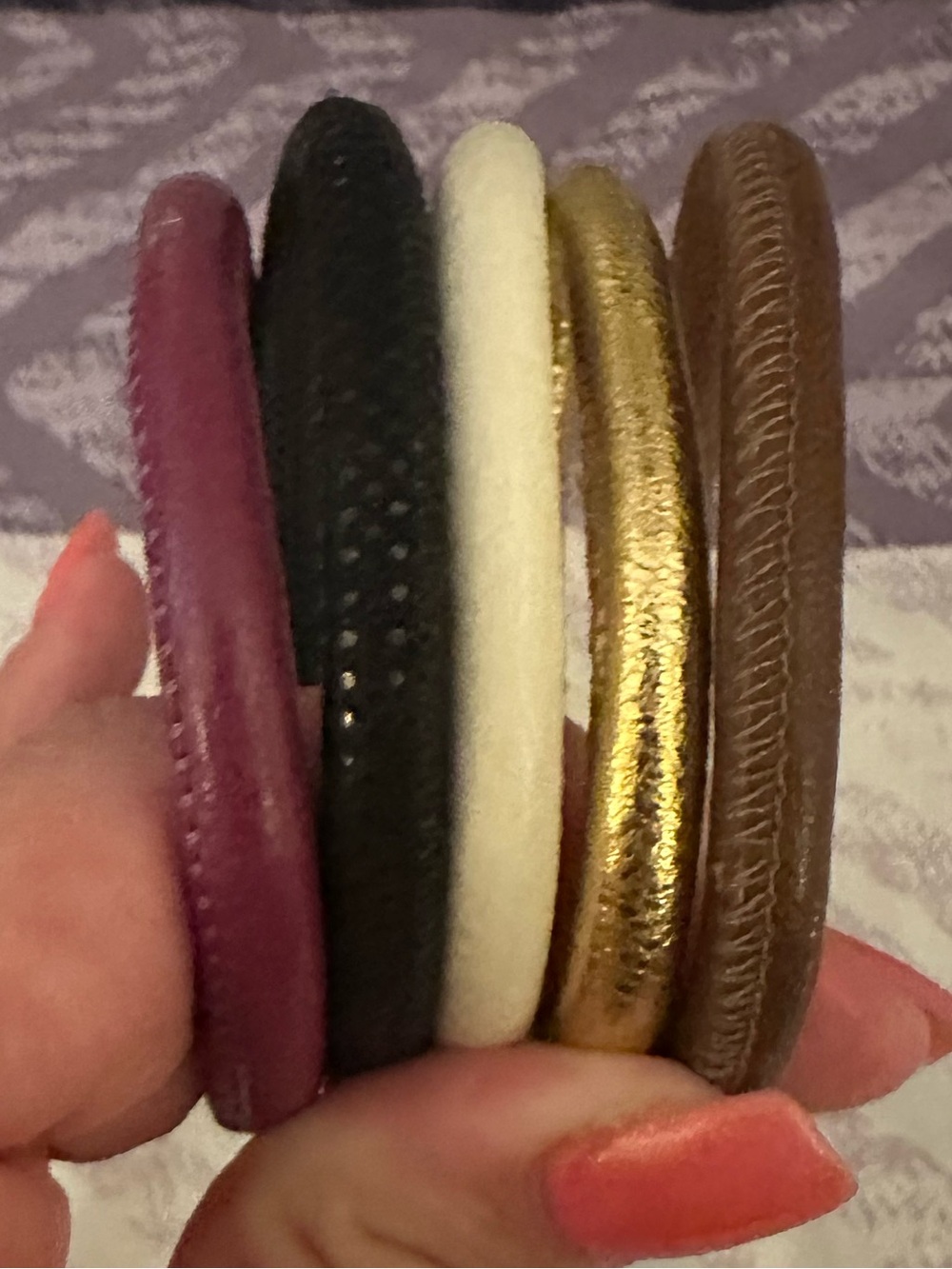 Set of Women's Multicolor Woodstock Bracelets.